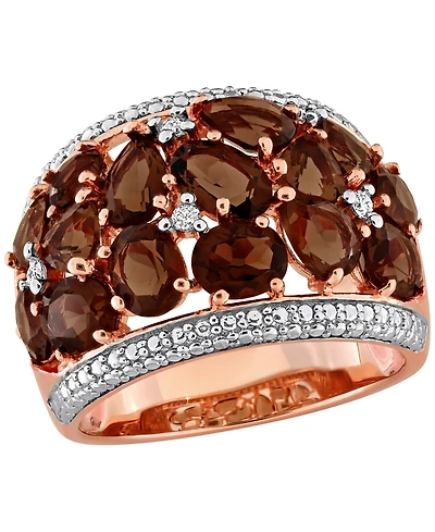 Macy's Smokey Quartz (5-1/2 ct. t.w.) & Diamond (0.07 Ring 18k Rose Gold Flash Plated Sterling Silver
