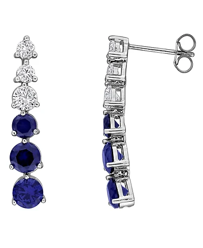 Macy's Created Pink Sapphire (7/8 ct. t.w.) & White (1/2 Drop Earrings Sterling Silver (Also Available Blue Sapphire)