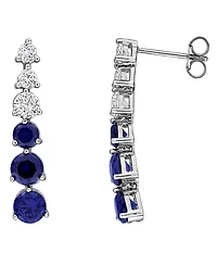 Macy's Created Pink Sapphire (7/8 ct. t.w.) & White (1/2 Drop Earrings Sterling Silver (Also Available Blue Sapphire)