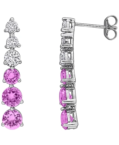 Macy's Created Pink Sapphire (7/8 ct. t.w.) & Created White Sapphire (1/2 ct. t.w.) Drop Earrings in Sterling Silver (Also Available in Blue Sapphire)