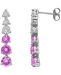 Macy's Created Pink Sapphire (7/8 ct. t.w.) & Created White Sapphire (1/2 ct. t.w.) Drop Earrings in Sterling Silver (Also Available in Blue Sapphire)