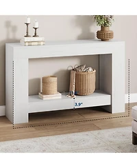 gaomon Farmhouse 2 Tier Entryway Console Table, Long White Sofa Table with Open Storage for Entrance or Living Room