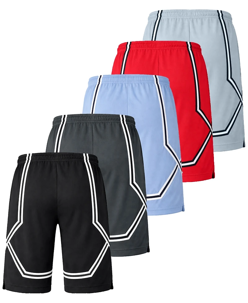 Galaxy By Harvic Jump Start Men's Moisture Wicking Performance Mesh Shorts With Pockets -5 Pack