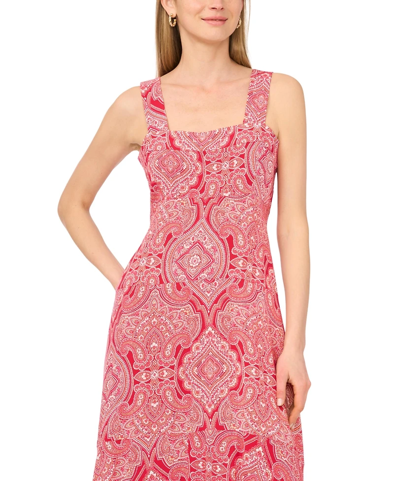 Vince Camuto Women's Printed Square Neck Midi Dress