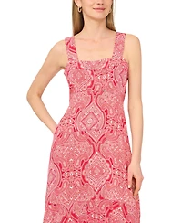 Vince Camuto Women's Printed Square Neck Midi Dress