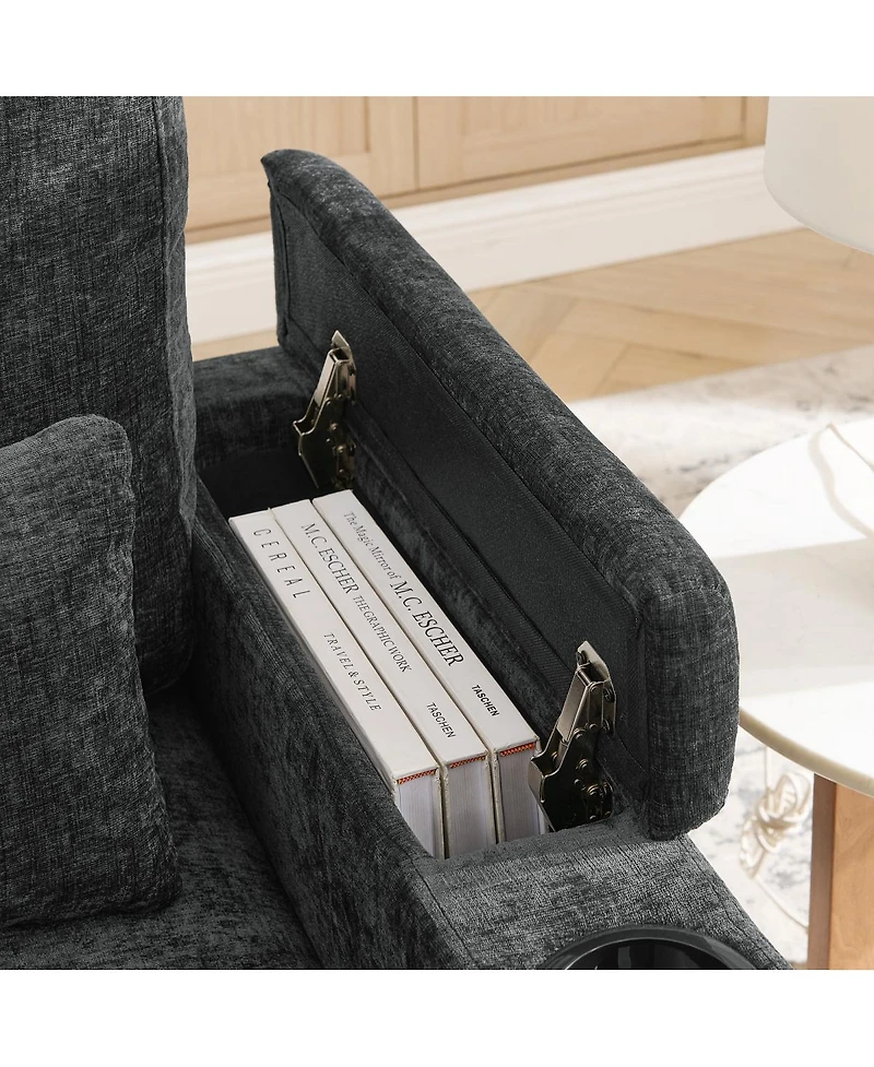 Streamdale Furniture Recliner Sofa with Usb, Stand, Storage Ottoman