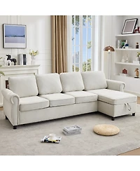 Streamdale Furniture 106.5" Modular L-Shape Pull Out Sofa Bed with Charging