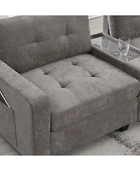 Streamdale Furniture104" Sectional Sofa with Ottoman, Storage, Usb, Table Top