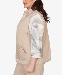 Alfred Dunner Plus Comfort & Joy Quilted Snap Front Vest