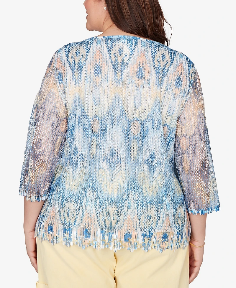 Alfred Dunner Plus Out of the Blue Dramatic Crewneck Top