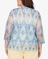 Alfred Dunner Plus Out of the Blue Dramatic Crewneck Top