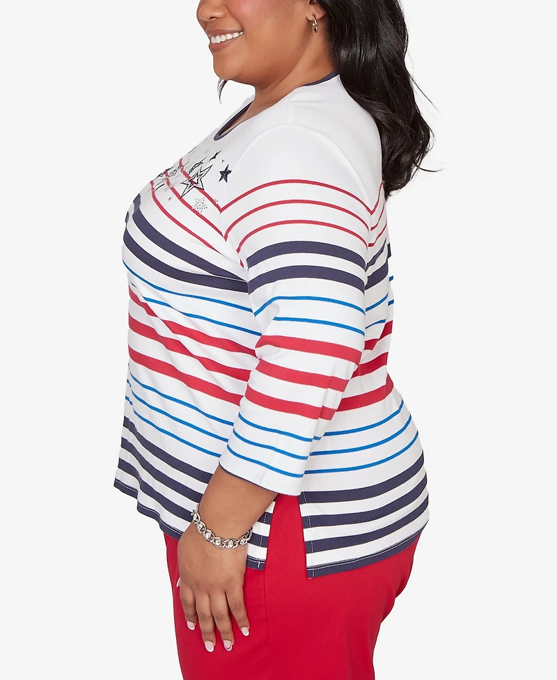 Alfred Dunner Plus Lady Liberty Stars And Stripes Americana Top