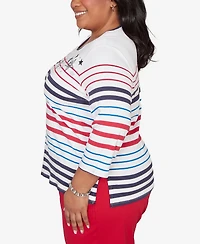Alfred Dunner Plus Lady Liberty Stars And Stripes Americana Top