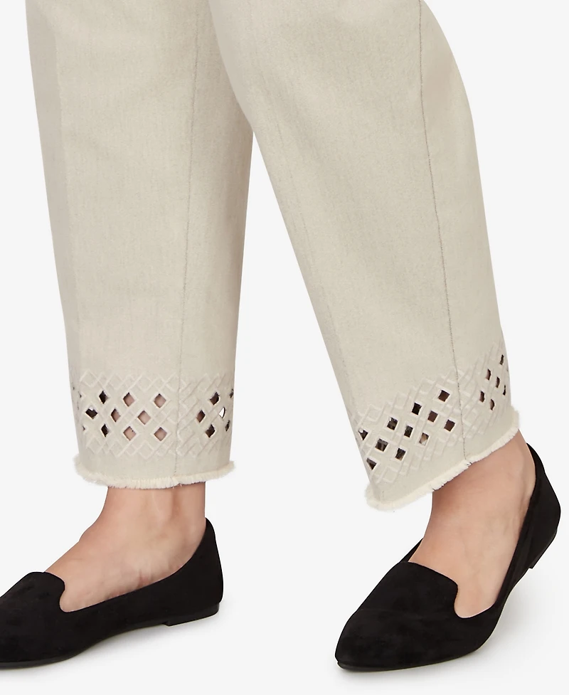 Alfred Dunner Plus Detail Driven Geometric Cut Out Flat Front Ankle Pants