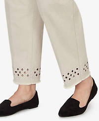 Alfred Dunner Plus Detail Driven Geometric Cut Out Flat Front Ankle Pants