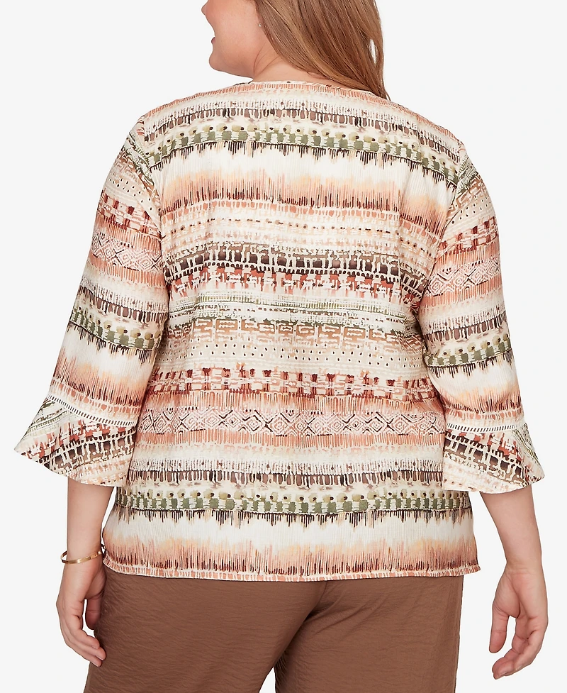 Alfred Dunner Plus Spice Market Biadere Stripe Center Seam Top