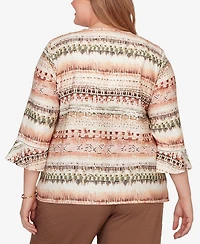 Alfred Dunner Plus Spice Market Biadere Stripe Center Seam Top