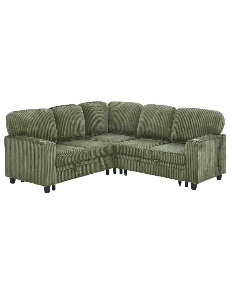 Streamdale Furniture L-Shaped Sectional Sofa Bed with Pull-Out Bed & Storage, Usb Charging