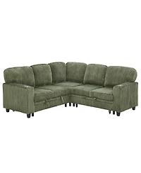 Streamdale Furniture L-Shaped Sectional Sofa Bed with Pull-Out Bed & Storage, Usb Charging