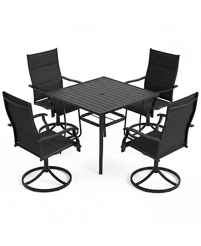 Slickblue Outdoor Dining Set 5 Piece with 4 Swivel Chairs and Table