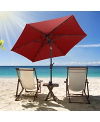 Gouun 7.5 ft Solar Powered Patio Umbrella with 18 Led Lights Push-Button Tilt and Crank