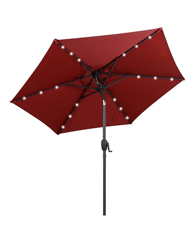 Gouun 7.5 ft Solar Powered Patio Umbrella with 18 Led Lights Push-Button Tilt and Crank