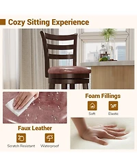 Gouun 24 in Swivel Upholstered Faux Leather Counter Height Bar Stools Set of 2 and Wrap-Around Footrest