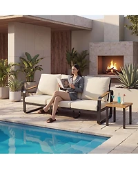 Tribesigns 78.7" Outdoor Patio Sofa with Removable Cushions and Metal Frame Couch