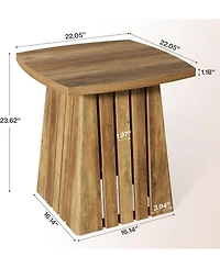 Tribesigns Wood Square Side Table, Brown Farmhouse End Table for Living Room, 22" Compact Nightstand with Sturdy Top