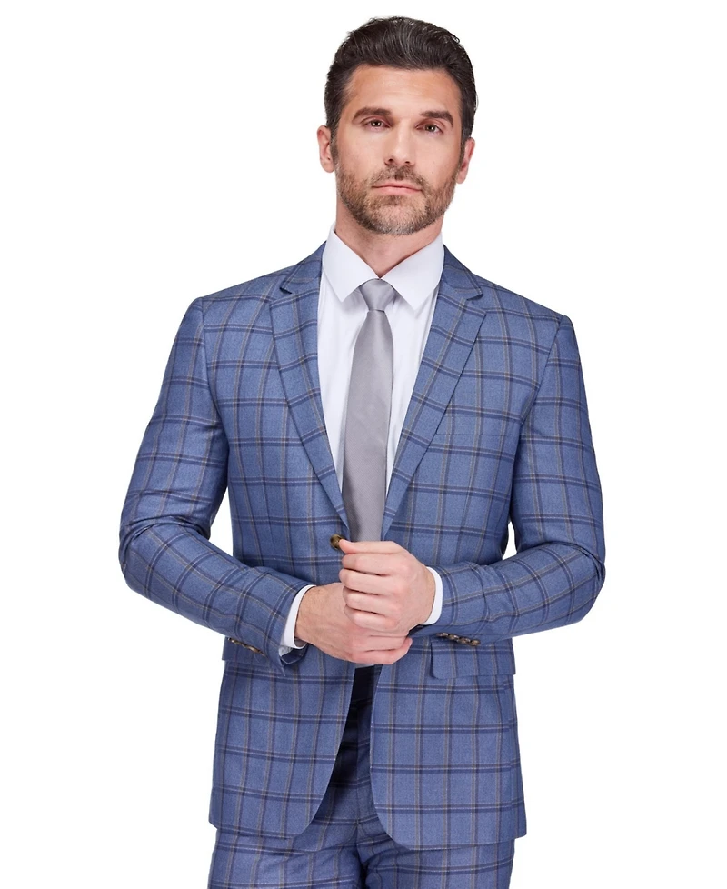 Gino Vitale Men's Slim Fit 2-Piece Performance Stretch Plaid Suit