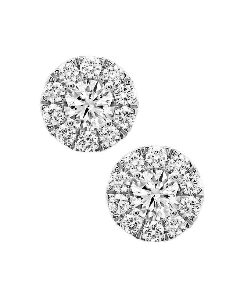 Diamond Halo Screw Back Stud Earrings (2-1/2 ct. t.w.) in 14k White Gold