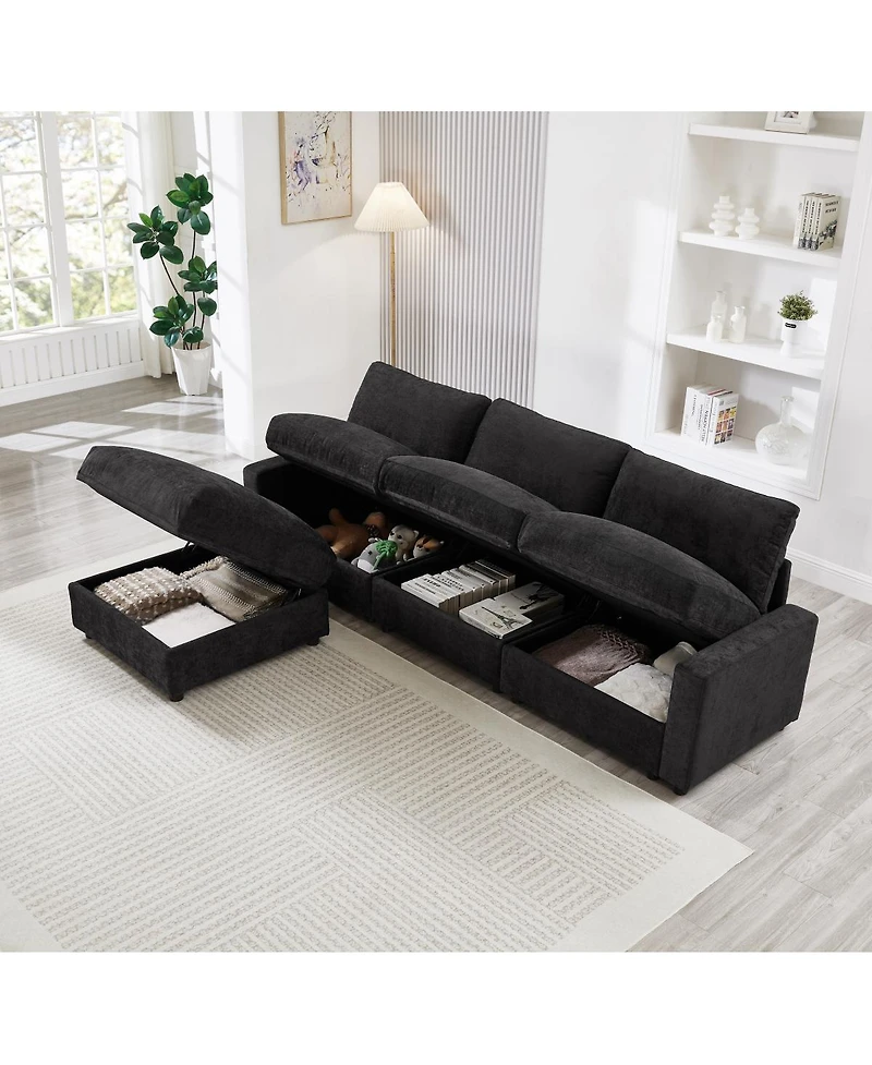 Streamdale Furniture Modular L-Shape Sectional Sofa with Ottoman and Storage