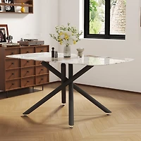 Streamdale Furniture Luxurious Marble Dining Table with Metal Legs