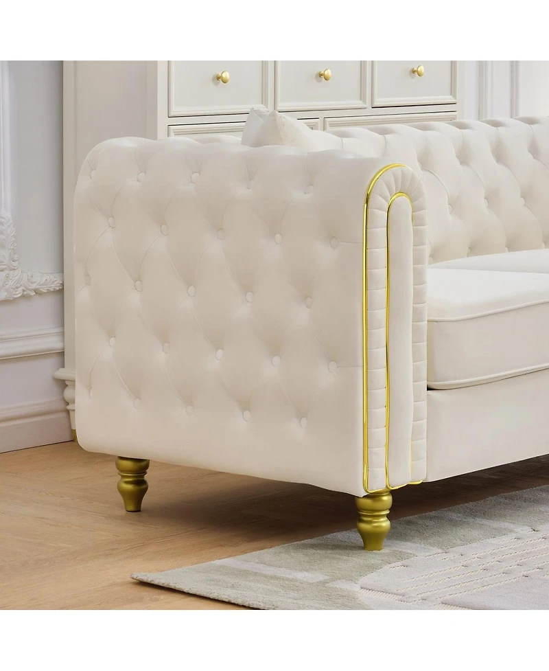 Streamdale Furniture Velvet Loveseat Sofa with Gold Legs