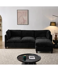 Streamdale Furniture 96.5" Chenille Sectional Sofa with Ottoman