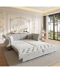 Streamdale Furniture Oversized Chesterfield Velvet Sofa Bed