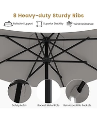 Gouun 9.3 ft Solar Patio Umbrella with 24 Led Lights Vented Top and Ruffled Edges