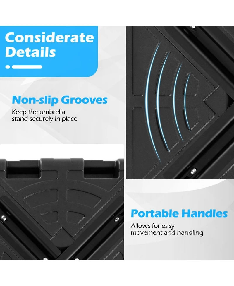Gouun Weighted Offset Umbrella Base with Fillable Hdpe Tank Cross Bracket and Cut-Out Handles