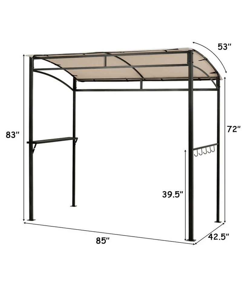 Gouun 7 x 4.5 ft Grill Gazebo with Arched Canopy Metal Storage Shelf and Utensil Hooks