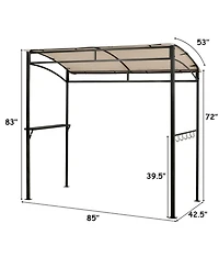 Gouun 7 x 4.5 ft Grill Gazebo with Arched Canopy Metal Storage Shelf and Utensil Hooks