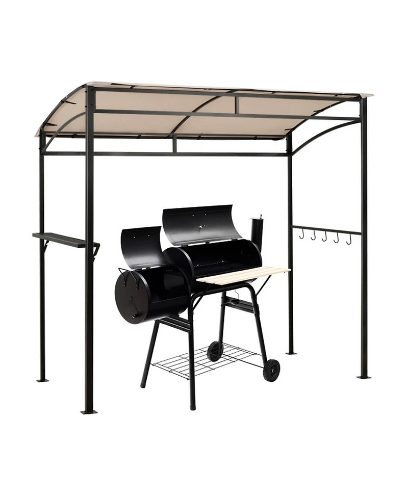Gouun 7 x 4.5 ft Grill Gazebo with Arched Canopy Metal Storage Shelf and Utensil Hooks