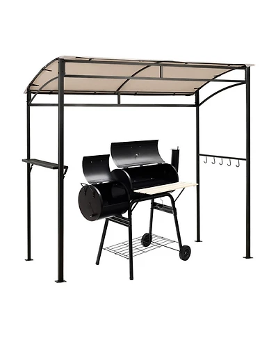 Gouun 7 x 4.5 ft Grill Gazebo with Arched Canopy Metal Storage Shelf and Utensil Hooks