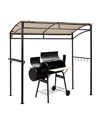 Gouun 7 x 4.5 ft Grill Gazebo with Arched Canopy Metal Storage Shelf and Utensil Hooks
