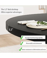 Homfan Round Dining Table for 4, 47 Inch Wooden with Sturdy Legs, 4-Part Top, Pedestal Kitchen Room, Kitchen, Living Room