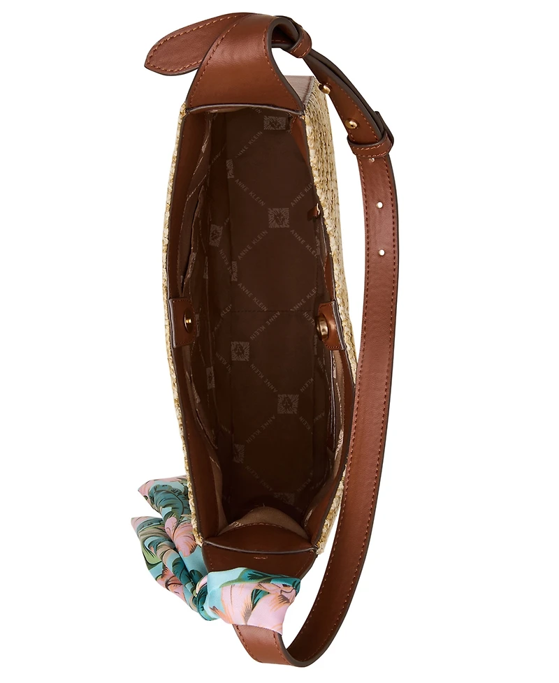 Anne Klein Large Straw Hobo Handbag
