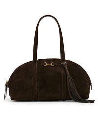 Anne Klein Faux Suede Medium Horse Bit Bowler Handbag