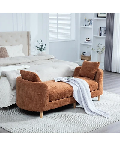 Streamdale Furniture Upholstered End of Bed Bench with Armrests and Bolsters