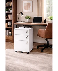 Gouun 3-Drawer Rolling File Cabinet with Lock and Full-Extension Drawer