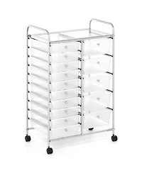 Gouun 15-Drawer Rolling Storage Trolley with Chrome Metal Frame