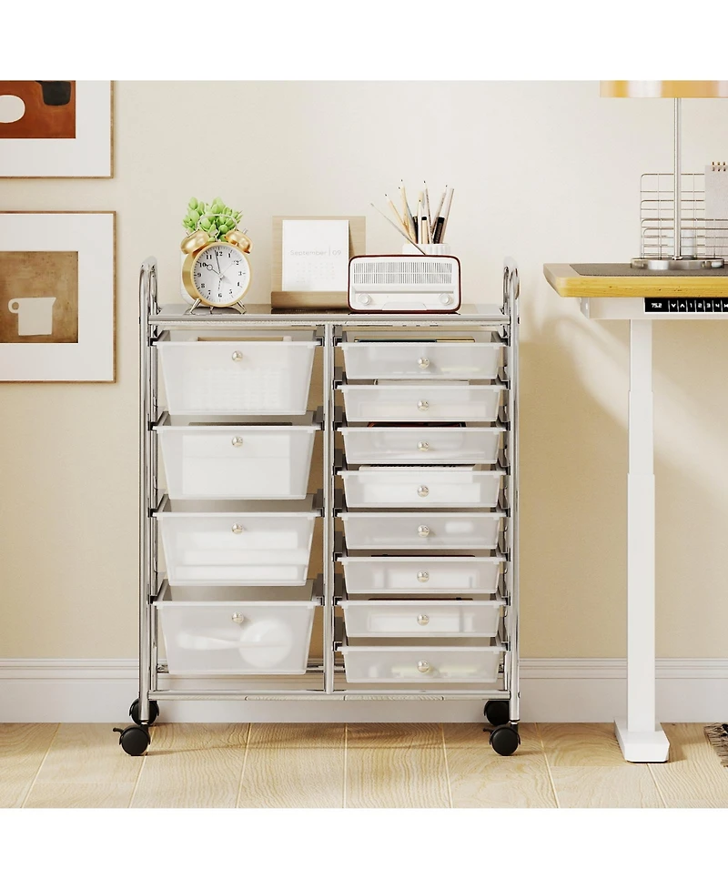 Gouun 12-Drawer Utility Rolling Cart with Tiered Storage